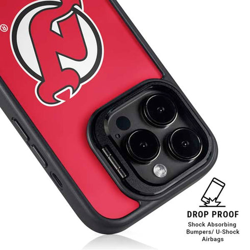 NHL New Jersey Devils Solid Background iPhone 14 Pro Kickstand Case